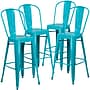 Flash Furniture Commercial Grade 30" High Crystal Teal-Blue Metal Indoor-Outdoor Barstool with Back, 4 Pack (4ET353430CB)~#|#~sp137087281_sc7