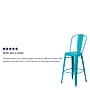 Flash Furniture Commercial Grade 30" High Crystal Teal-Blue Metal Indoor-Outdoor Barstool with Back, 4 Pack (4ET353430CB)~#|#~sp137087299_sc7