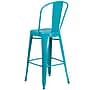 Flash Furniture Commercial Grade 30" High Crystal Teal-Blue Metal Indoor-Outdoor Barstool with Back, 4 Pack (4ET353430CB)~#|#~sp137087303_sc7