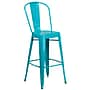 Flash Furniture Commercial Grade 30" High Crystal Teal-Blue Metal Indoor-Outdoor Barstool with Back, 4 Pack (4ET353430CB)~#|#~sp137087310_sc7