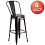 Flash Furniture 30" High Black-Antique Gold Metal Indoor-Outdoor Barstool with Removable Back, 4 Pack (4CH3132030GBBQ)~#|#~sp137087326_sc7