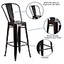 Flash Furniture 30" High Black-Antique Gold Metal Indoor-Outdoor Barstool with Removable Back, 4 Pack (4CH3132030GBBQ)~#|#~sp137087332_sc7