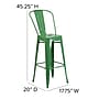 Flash Furniture Commercial Grade 30" High Green Metal Indoor-Outdoor Barstool with Removable Back, 4 Pack (4CH3132030GBGN)~#|#~sp137087365_sc7