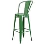 Flash Furniture Commercial Grade 30" High Green Metal Indoor-Outdoor Barstool with Removable Back, 4 Pack (4CH3132030GBGN)~#|#~sp137087367_sc7