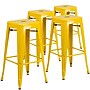Flash Furniture Commercial Grade 30" High Backless Yellow Metal Indoor-Outdoor Barstool with Square Seat, 4 Pack (4CH3132030YL)~#|#~sp137087401_sc7
