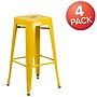 Flash Furniture Commercial Grade 30" High Backless Yellow Metal Indoor-Outdoor Barstool with Square Seat, 4 Pack (4CH3132030YL)~#|#~sp137087415_sc7