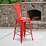 Flash Furniture Commercial 24" High Red Metal Indoor-Outdoor Counter Height Stool with Removable Back, 4 Pack (4CH3132024GBRED)~#|#~sp137087507_sc7