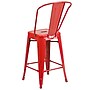 Flash Furniture Commercial 24" High Red Metal Indoor-Outdoor Counter Height Stool with Removable Back, 4 Pack (4CH3132024GBRED)~#|#~sp137087513_sc7