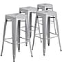 Flash Furniture Commercial Grade 30" High Backless Silver Metal Indoor-Outdoor Barstool with Square Seat, 4 Pack (4CH3132030SIL)~#|#~sp137087559_sc7