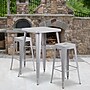 Flash Furniture Commercial Grade 30" High Backless Silver Metal Indoor-Outdoor Barstool with Square Seat, 4 Pack (4CH3132030SIL)~#|#~sp137087573_sc7