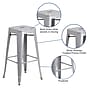 Flash Furniture Commercial Grade 30" High Backless Silver Metal Indoor-Outdoor Barstool with Square Seat, 4 Pack (4CH3132030SIL)~#|#~sp137087582_sc7