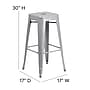 Flash Furniture Commercial Grade 30" High Backless Silver Metal Indoor-Outdoor Barstool with Square Seat, 4 Pack (4CH3132030SIL)~#|#~sp137087584_sc7