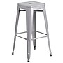 Flash Furniture Commercial Grade 30" High Backless Silver Metal Indoor-Outdoor Barstool with Square Seat, 4 Pack (4CH3132030SIL)~#|#~sp137087588_sc7