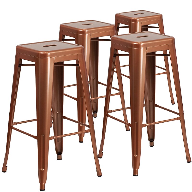 Flash Furniture Commercial Grade 30" High Backless Copper Indoor-Outdoor Barstool, 4 Pack (4ETBT350330POC) image 1