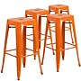 Flash Furniture Commercial Grade 30" High Backless Orange Metal Indoor-Outdoor Barstool with Square Seat, 4 Pack (4CH3132030OR)~#|#~sp137087664_sc7