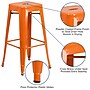 Flash Furniture Commercial Grade 30" High Backless Orange Metal Indoor-Outdoor Barstool with Square Seat, 4 Pack (4CH3132030OR)~#|#~sp137087675_sc7