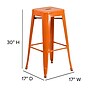 Flash Furniture Commercial Grade 30" High Backless Orange Metal Indoor-Outdoor Barstool with Square Seat, 4 Pack (4CH3132030OR)~#|#~sp137087676_sc7