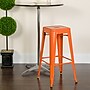 Flash Furniture Commercial Grade 30" High Backless Orange Metal Indoor-Outdoor Barstool with Square Seat, 4 Pack (4CH3132030OR)~#|#~sp137087677_sc7