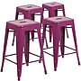 Flash Furniture Commercial Grade 24" High Backless Purple Indoor-Outdoor Counter Height Stool, 4 Pack (4ETBT350324PUR)~#|#~sp137087679_sc7