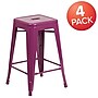 Flash Furniture Commercial Grade 24" High Backless Purple Indoor-Outdoor Counter Height Stool, 4 Pack (4ETBT350324PUR)~#|#~sp137087680_sc7