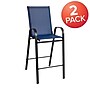 Flash Furniture Brazos Series Navy Stackable Outdoor Barstools with Flex Comfort Material and Metal Frame, 2 Pack (2JJ092HNV)~#|#~sp137087756_sc7