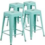 Flash Furniture Commercial Grade 24" High Backless Mint Green Indoor-Outdoor Counter Height Stool, 4 Pack (4ETBT350324MINT)~#|#~sp137087763_sc7