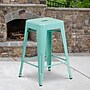 Flash Furniture Commercial Grade 24" High Backless Mint Green Indoor-Outdoor Counter Height Stool, 4 Pack (4ETBT350324MINT)~#|#~sp137087774_sc7