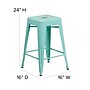 Flash Furniture Commercial Grade 24" High Backless Mint Green Indoor-Outdoor Counter Height Stool, 4 Pack (4ETBT350324MINT)~#|#~sp137087788_sc7