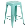 Flash Furniture Commercial Grade 24" High Backless Mint Green Indoor-Outdoor Counter Height Stool, 4 Pack (4ETBT350324MINT)~#|#~sp137087793_sc7