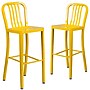 Flash Furniture Commercial Grade 30" High Yellow Metal Indoor-Outdoor Barstool with Vertical Slat Back, 2 Pack (2CH6120030YL)~#|#~sp137087800_sc7