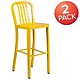 Flash Furniture Commercial Grade 30" High Yellow Metal Indoor-Outdoor Barstool with Vertical Slat Back, 2 Pack (2CH6120030YL)~#|#~sp137087813_sc7