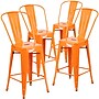 Flash Furniture 24" High Orange Metal Indoor-Outdoor Counter Height Stool with Removable Back, 4 Pack (4CH3132024GBOR)~#|#~sp137087863_sc7