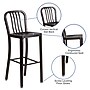 Flash Furniture 30" High Black-Antique Gold Metal Indoor-Outdoor Barstool with Vertical Slat Back, 2 Pack (2CH6120030BQ)~#|#~sp137087899_sc7