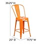 Flash Furniture 24" High Orange Metal Indoor-Outdoor Counter Height Stool with Removable Back, 4 Pack (4CH3132024GBOR)~#|#~sp137087901_sc7