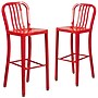 Flash Furniture Commercial Grade 30" High Red Metal Indoor-Outdoor Barstool with Vertical Slat Back, 2 Pack (2CH6120030RED)~#|#~sp137087911_sc7
