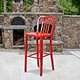 Flash Furniture Commercial Grade 30" High Red Metal Indoor-Outdoor Barstool with Vertical Slat Back, 2 Pack (2CH6120030RED)~#|#~sp137087931_sc7