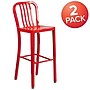 Flash Furniture Commercial Grade 30" High Red Metal Indoor-Outdoor Barstool with Vertical Slat Back, 2 Pack (2CH6120030RED)~#|#~sp137087935_sc7