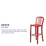 Flash Furniture Commercial Grade 30" High Red Metal Indoor-Outdoor Barstool with Vertical Slat Back, 2 Pack (2CH6120030RED)~#|#~sp137087941_sc7