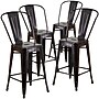 Flash Furniture 24" High Black-Antique Gold Metal Indoor-Outdoor Counter Stool with Removable Back, 4 Pack (4CH3132024GBBQ)~#|#~sp137087959_sc7
