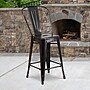 Flash Furniture 24" High Black-Antique Gold Metal Indoor-Outdoor Counter Stool with Removable Back, 4 Pack (4CH3132024GBBQ)~#|#~sp137087977_sc7