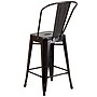 Flash Furniture 24" High Black-Antique Gold Metal Indoor-Outdoor Counter Stool with Removable Back, 4 Pack (4CH3132024GBBQ)~#|#~sp137087997_sc7