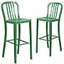 Flash Furniture Commercial Grade 30" High Green Metal Indoor-Outdoor Barstool with Vertical Slat Back, 2 Pack (2CH6120030GN)~#|#~sp137088001_sc7