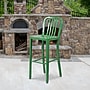 Flash Furniture Commercial Grade 30" High Green Metal Indoor-Outdoor Barstool with Vertical Slat Back, 2 Pack (2CH6120030GN)~#|#~sp137088019_sc7