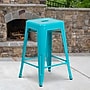 Flash Furniture Commercial Grade 24" High Backless Crystal Teal-Blue Indoor-Outdoor Counter Height Stool, 4 Pack (4ETBT350324CB)~#|#~sp137088020_sc7