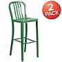 Flash Furniture Commercial Grade 30" High Green Metal Indoor-Outdoor Barstool with Vertical Slat Back, 2 Pack (2CH6120030GN)~#|#~sp137088022_sc7