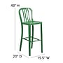 Flash Furniture Commercial Grade 30" High Green Metal Indoor-Outdoor Barstool with Vertical Slat Back, 2 Pack (2CH6120030GN)~#|#~sp137088034_sc7
