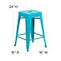 Flash Furniture Commercial Grade 24" High Backless Crystal Teal-Blue Indoor-Outdoor Counter Height Stool, 4 Pack (4ETBT350324CB)~#|#~sp137088035_sc7