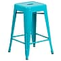 Flash Furniture Commercial Grade 24" High Backless Crystal Teal-Blue Indoor-Outdoor Counter Height Stool, 4 Pack (4ETBT350324CB)~#|#~sp137088041_sc7