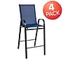 Flash Furniture Brazos Series Navy Stackable Outdoor Barstools with Flex Comfort Material and Metal Frame, 4 Pack (4JJ092HNV)~#|#~sp137088097_sc7