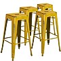 Flash Furniture Commercial Grade 30" High Backless Distressed Yellow Metal Indoor-Outdoor Barstool, 4 Pack (4ETBT350330YL)~#|#~sp137088278_sc7